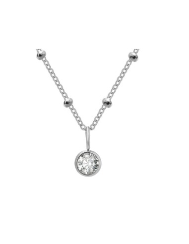 Collier solitaire cristal et acier