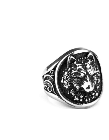 Bague loup bijou en  acier