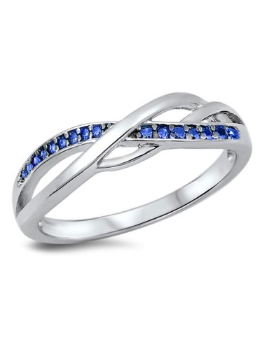 Bague zircon bleu saphir bijou en argent