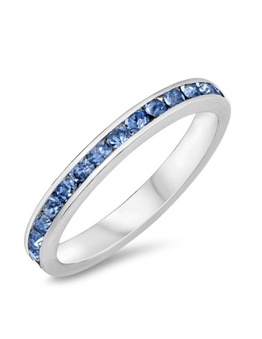 Bague alliance zircon bleu topaze bijou en argent