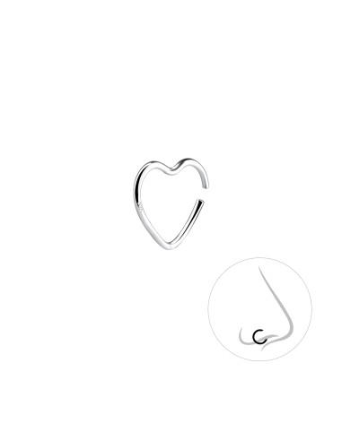 Piercing anneau nez cœur 0.8 mm x 10 mm