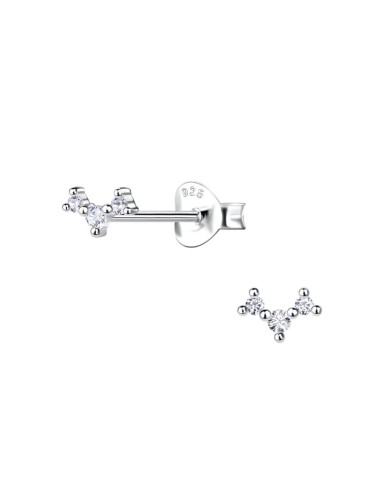 Boucles d'oreilles 3 zircones bijoux en argent