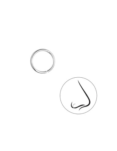 Piercing anneau nez argent 0.7 mm x 8 mm