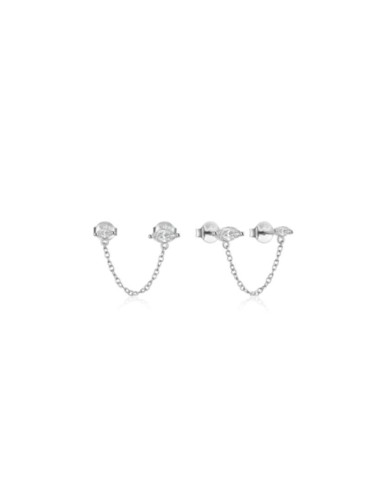 Boucles d'oreilles zircones et chaîne en argent