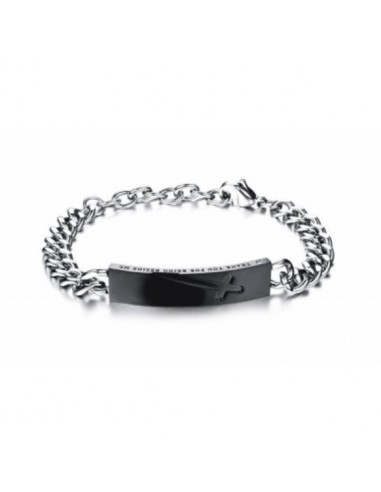 Bracelet acier croix noire modèle Anaxaa