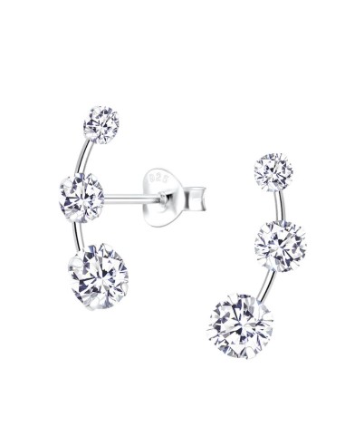 Boucles d'oreilles 3 zircones bijou en argent