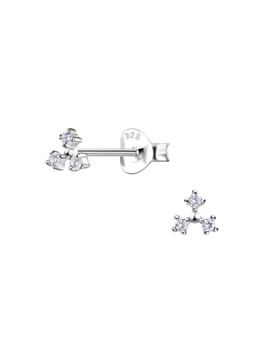 Boucles d'oreilles 3 zircones bijou en argent