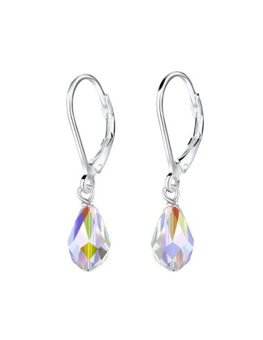 Boucles d'oreilles pendantes cristal blanc bijou en argent