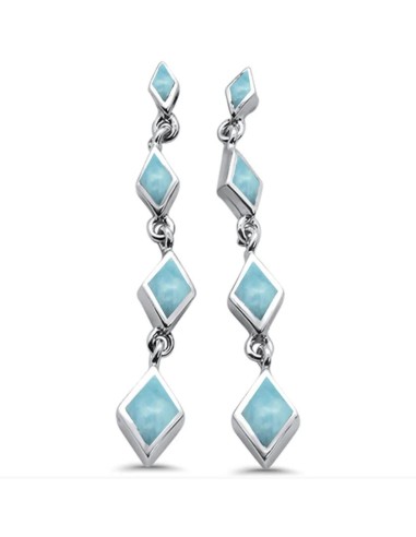 Boucles d'oreilles pendantes Larimar bijou en argent