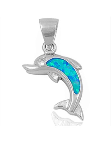 Pendentif dauphin opale bleue chauffée