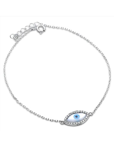 Bracelet porte bonheur œil bleu en argent