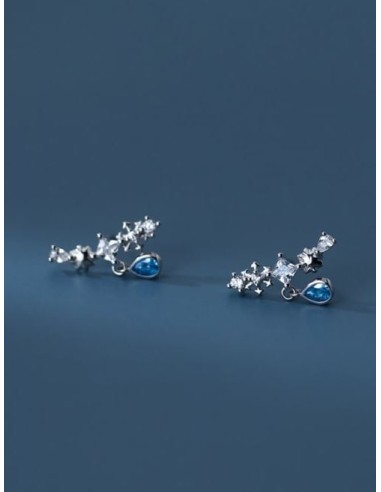 Boucles d'oreilles bleues en 1.8 cm bijou en argent