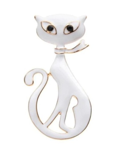 Broche  chat blanc