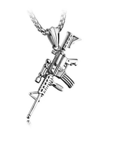 Pendentif acier pistolet style ak47