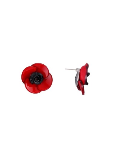 Boucles d'oreilles fleurs rouge bijou en alliage