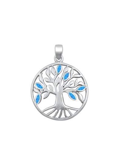 Pendentif arbre de vie en argent et opale chauffée