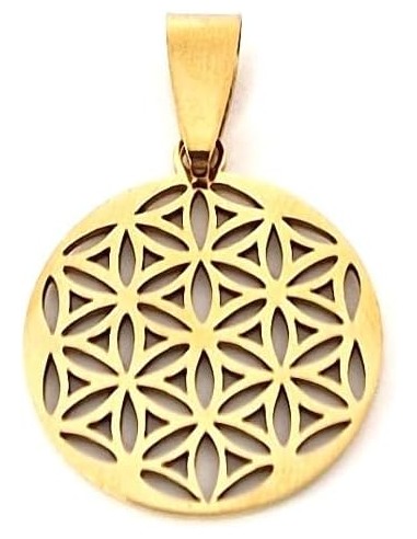 Pendentif fleur de vie en acier 316 doré 2 cm