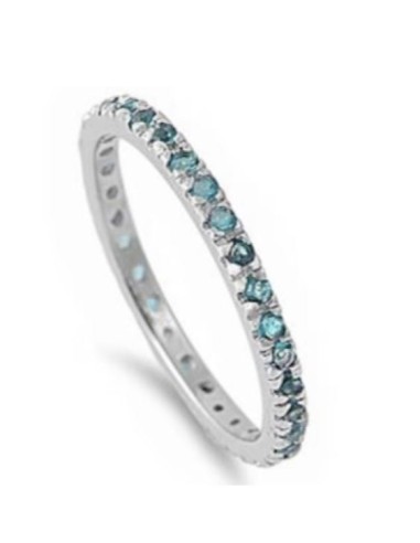 Bague alliance zircones aigue marine bijou en argent