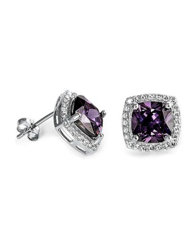 Boucles d'oreilles zircones améthystes bijou en argent