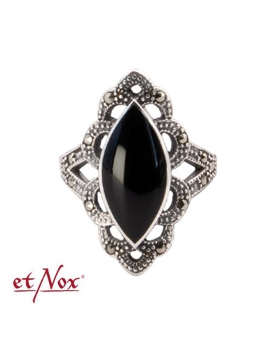 Bague onyx marcassite et argent