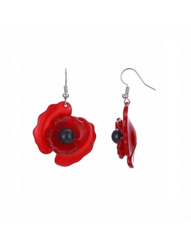 Boucles d'oreilles coquelicot rouge