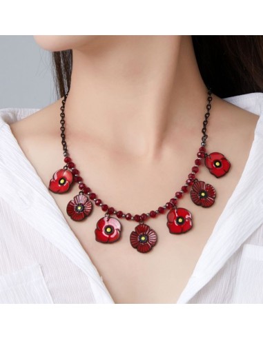 Collier coquelicots rouge