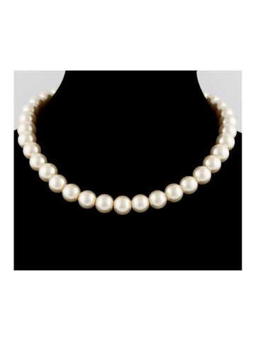 Collier perles blanches en 10 mm