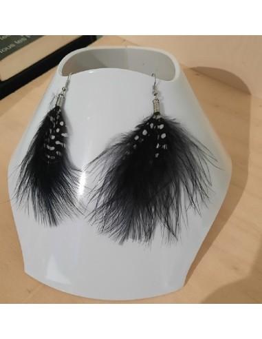 Boucles d'oreilles plumes noires