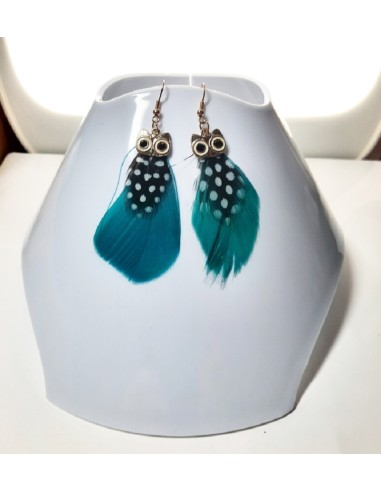 Boucles D'oreilles chouettes et plumes fantaisies