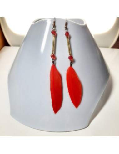 Boucles d'oreilles plumes orange