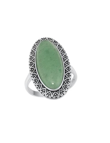 Bague en argent sterling et jade vert oxydé