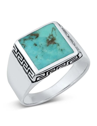 Bague chevalière turquoise bijou en argent