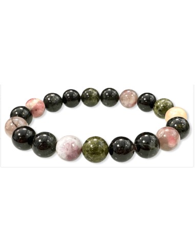 Bracelet tourmaline multicolore bijou en pierres de 10 mm