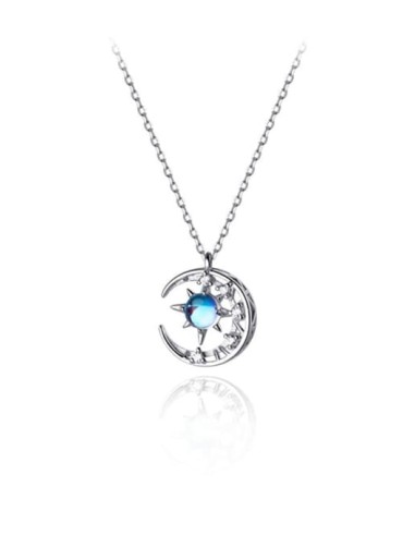 Pendentif collier lune bijou minimaliste en argent