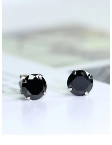 Boucles d'oreilles noires en argent bijou en 6 mm