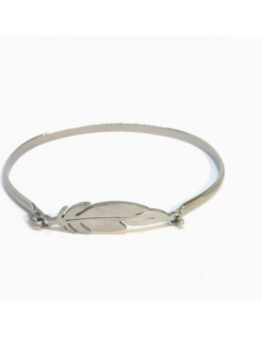 Bracelet plume en acier rigide