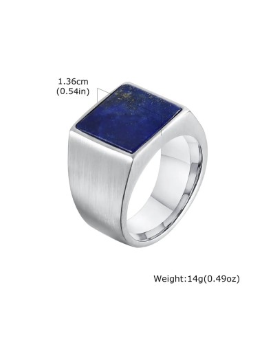 Bague Chevalière Lapis Lazuli en acier