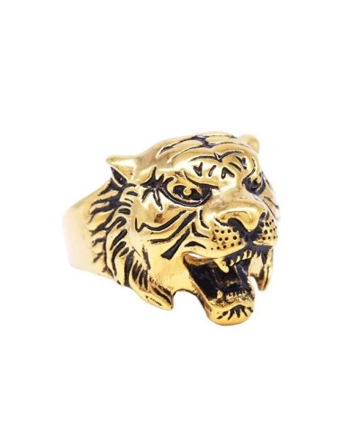 Bague tigre en acier doré