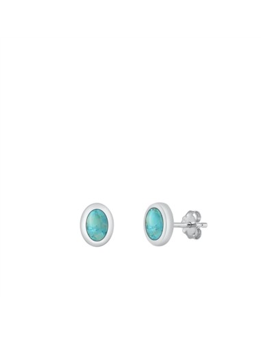 Boucles d'oreilles ovales turquoise et argent