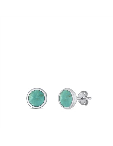 Boucles d'oreilles rondes turquoise et argent