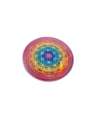 Brûle encens Porte encens Fleur de vie multicolore 10 cm