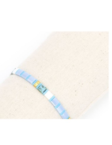 Bracelet Elastique Perles de Miyuki bleues