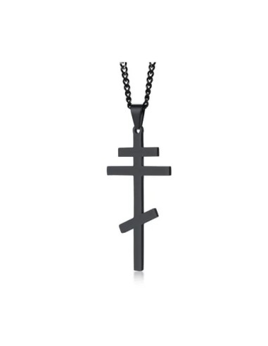 Pendentif croix noire russe en acier