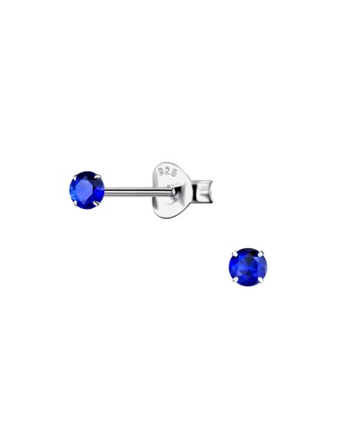 Boucles d'oreilles zircone saphir 3 mm