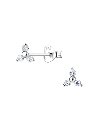 Boucles d'oreilles 3 zircones blancs bijou en argent