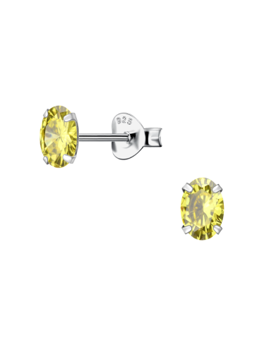 Boucles d'oreilles 6 mm en zircone jaune et argent