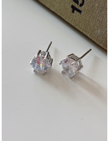 Boucles d'oreilles zircone en 6 mm bijou en argent