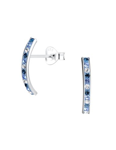 Boucles d'oreilles cristal bleues bijou en argent