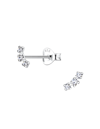 Boucles d'oreilles 3 zircones bijou en argent