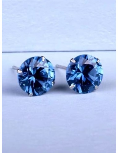 Boucles d'oreilles bleues 2.5 mm bijou en Argent